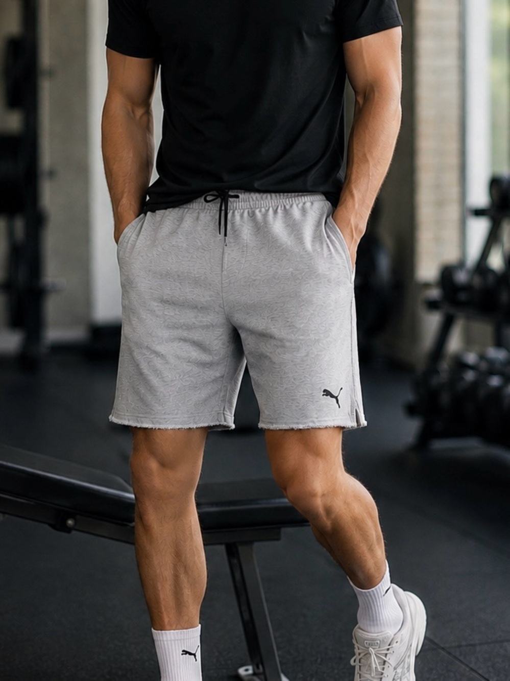 Puma Men's Athletic Shorts Gray